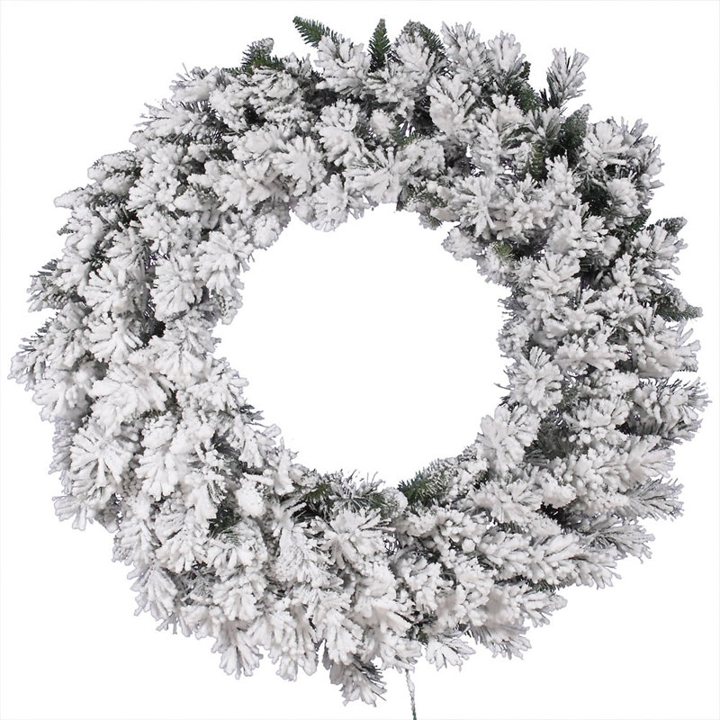 Artificial Flocked Snow Ridge Wreath, 42" H x 42" W x 3" D