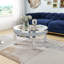 Glass Mirrored Four Leg Coffee Table Mirrored Diamonds Inlay Coffee Table 90.3x90.3cm
