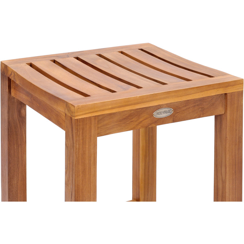 Tabouret de comptoir d'extérieur en bois de teck Ingrid, H 24 po x l 16 po x P 16 po