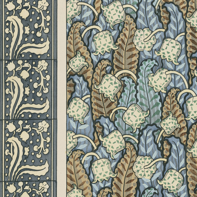 Nouveau Textile Motif IV by Vision Studio - Wrapped Canvas Painting, 30cm H x 30cm W