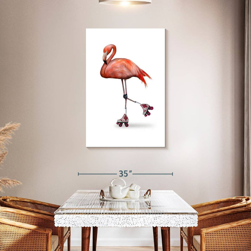 Flamingo Roller Skating, 45" H x 30" W
