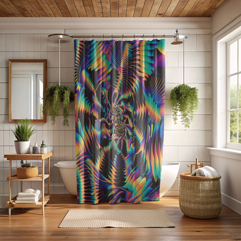 Trippy Light - Rideau de douche Premium, H 74 po x l 71 po