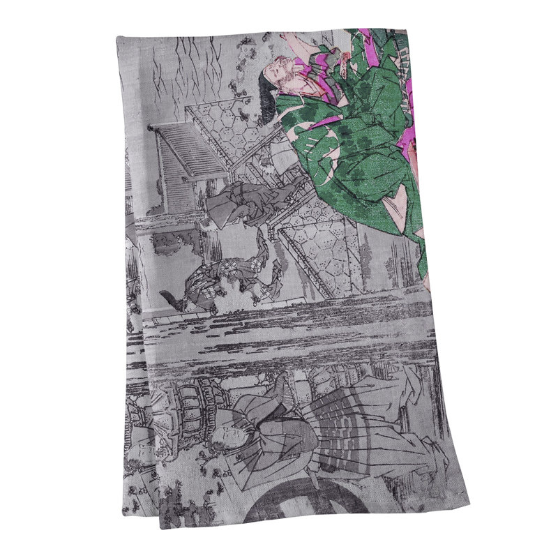 Serviette de thé japonaise courtesan, Sergé de coton, Brun / rose