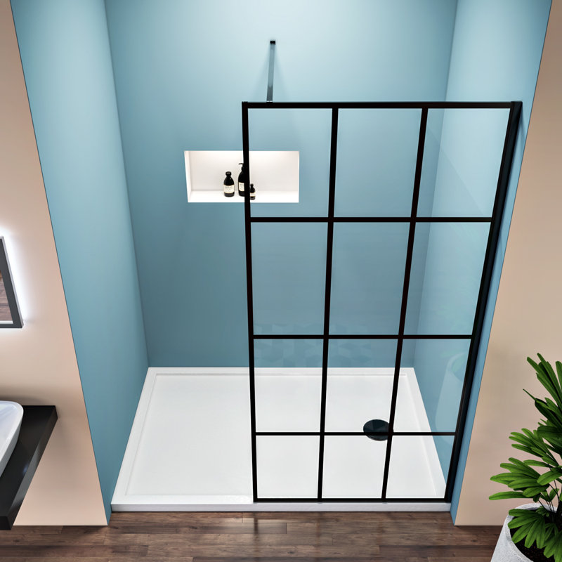 Elegant Black Matte 60" x 72" Semi-Frameless Sliding Shower Door