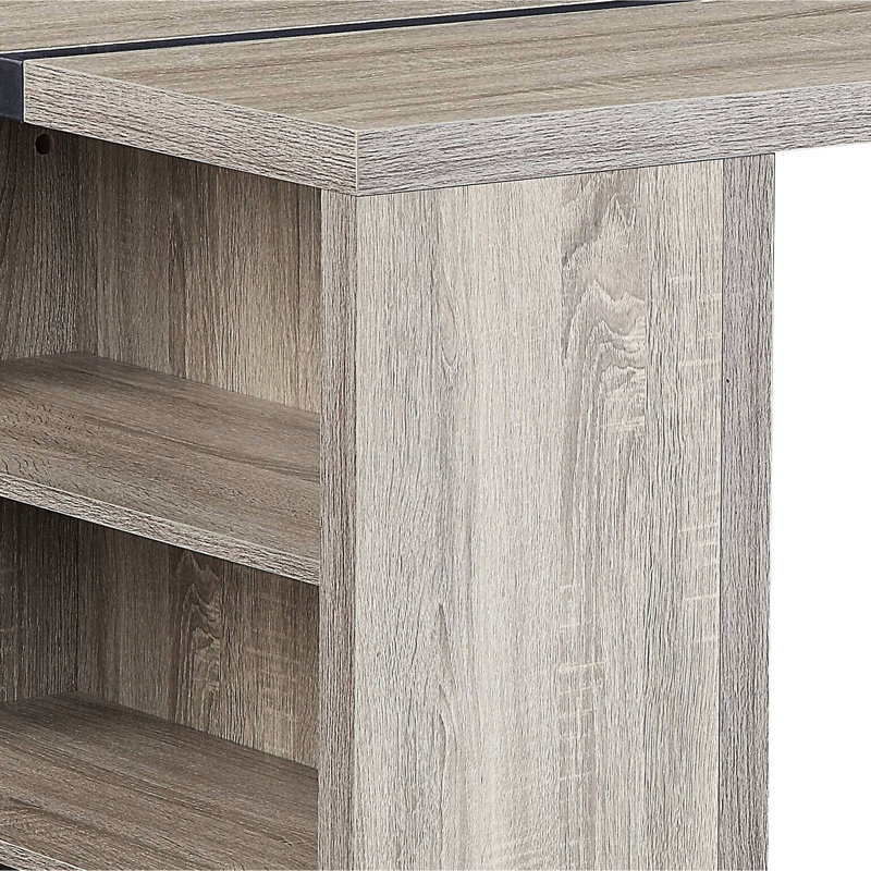 Table rectangulaire en chêne gris et noir, pieds en métal, options de rangement efficaces et table noire, pratique à construire