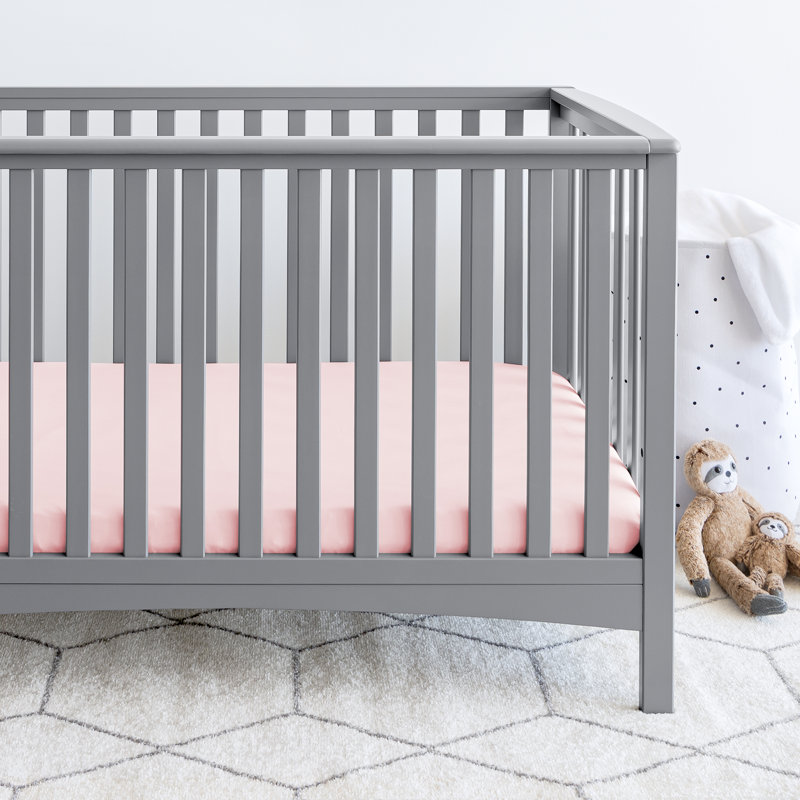 Draps-housses pour lit de bébé Bare Home, Rose / gris nuage / blanc