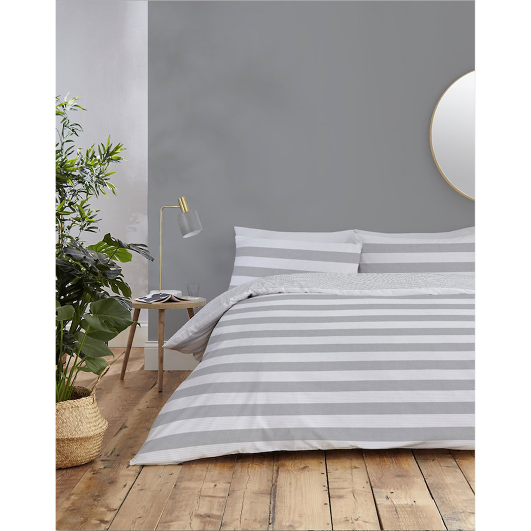 Phifer Grey 300 TC Reversible Modern & Contemporary Duvet Cover Set