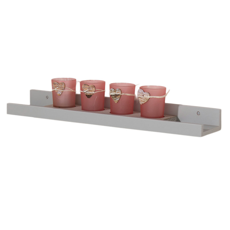 Dura Floating Display Shelf, Lipped Design, Foil-Wrapped Finish, Grey, 4.6cm H x 48cm W x 10cm D