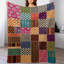 Couverture en patchwork avec jeté en flanelle de luxe, douce et chaude, idéale pour le salon, le canapé, le lit et la décoration intérieure.-133686400