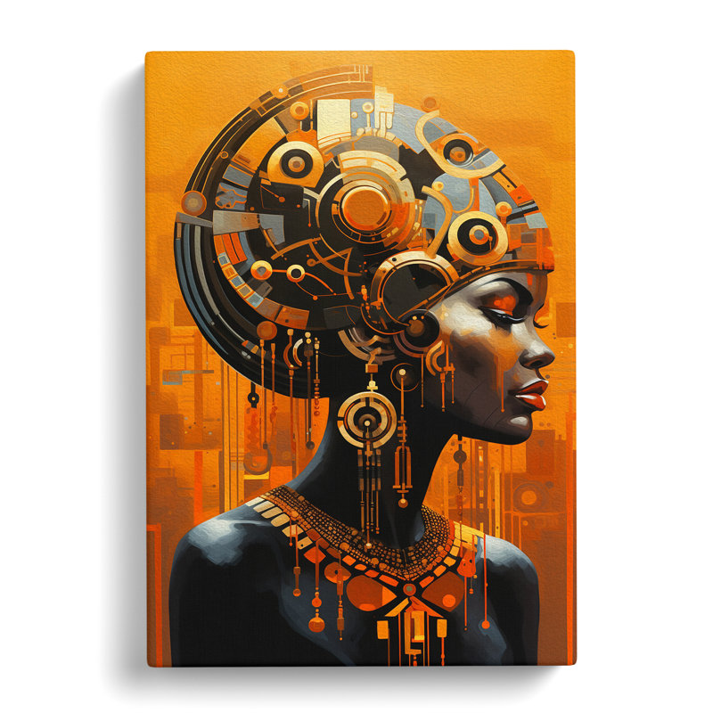 African Woman Futurism - Print on Canvas, 76cm H x 50cm W x 3cm D