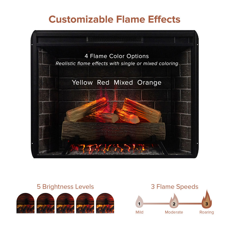 Uptown 33" Infrared Electric Fireplace Insert Heater with Trim Kit, Compatible with Alexa & Google