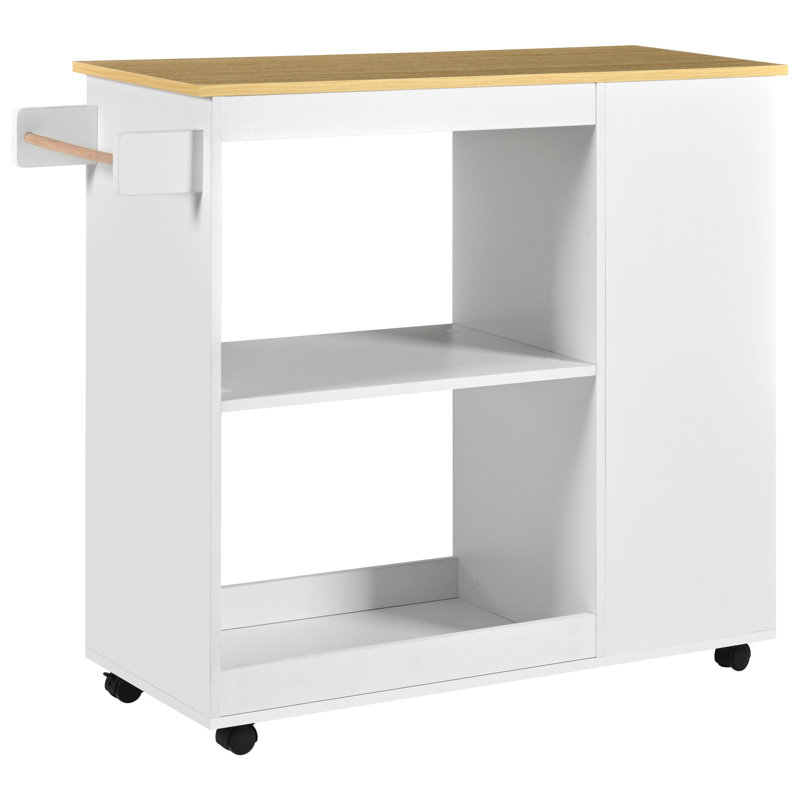 Rahi 105 cm W Kitchen Cart with, White