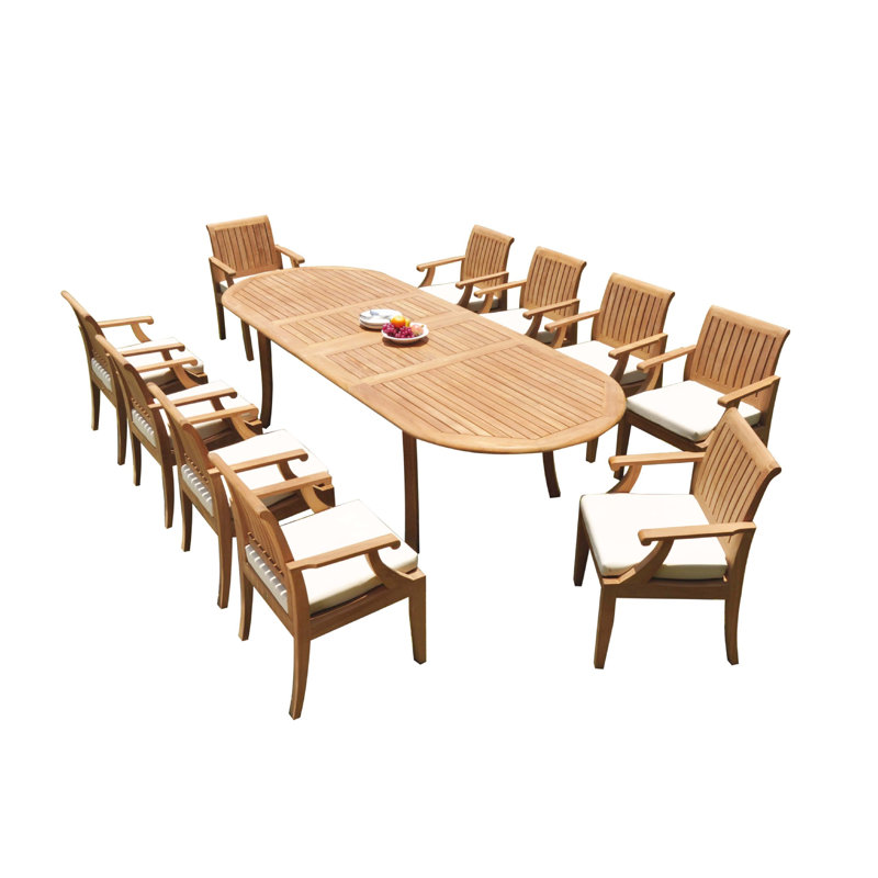 Ensemble de salle à manger 11 pièces Kinzey, H 30,5 po x L 94 po x l 40 po, Marron foncé, 10