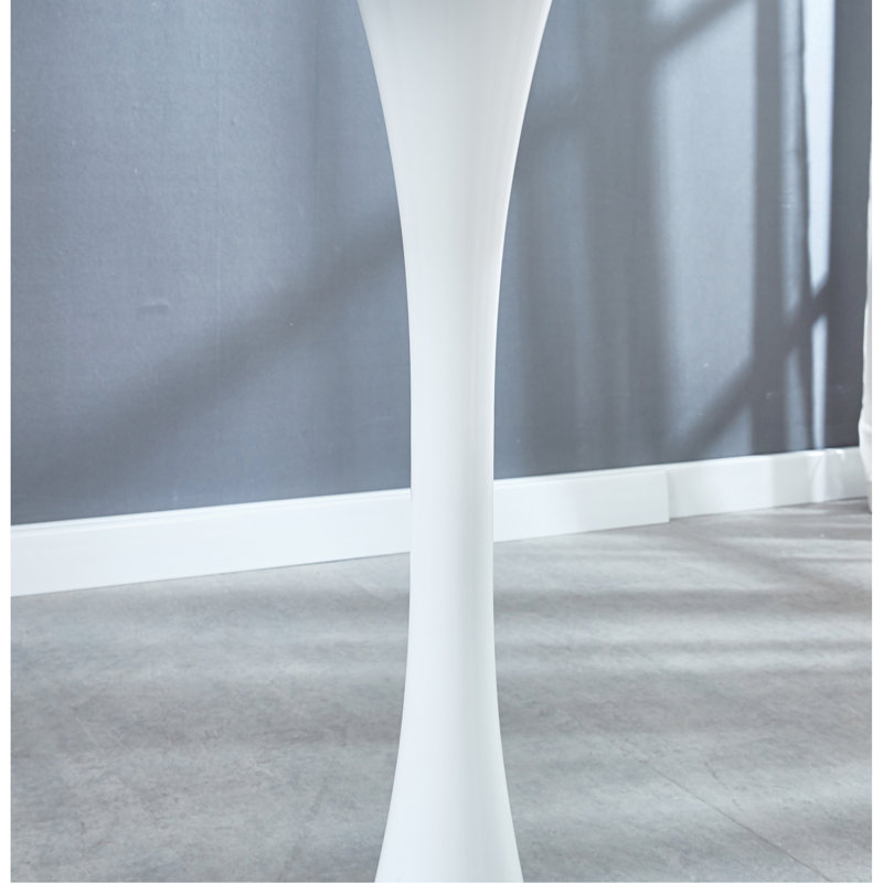 Table de salle à manger 31,5 "de couleur blanche à plateau tulipe de style Mid-Century pour 2 à 4 personnes avec plateau en MDF rond, table de salle à manger à piédestal, table basse de loisirs