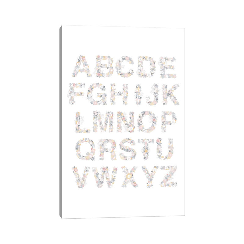 Floral Alphabet - Wrapped Canvas Print, 20.32 cm H x 30.48 cm W