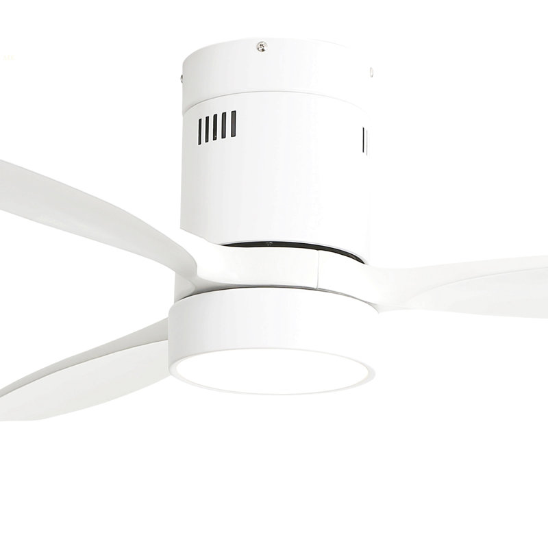 Ventilateur de plafond encastré en bois massif de 52 pouces avec moteur à courant continu réversible à télécommande 6 vitesses pour la maison