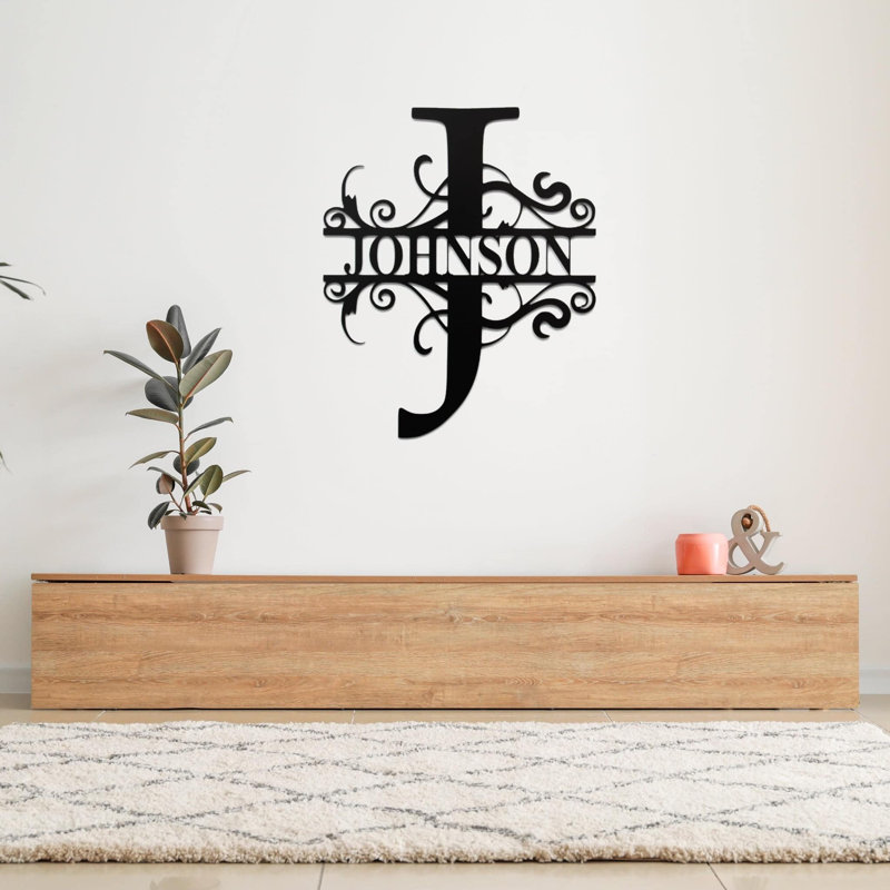 Art mural personnalisé en monogramme personnalisé - Art mural personnalisé au nom initial - Sculpture élégante en monogramme - Décoration murale de style campagnard moderne - Art industriel en métal - Décoration d'entrée de salon de chambre à co
