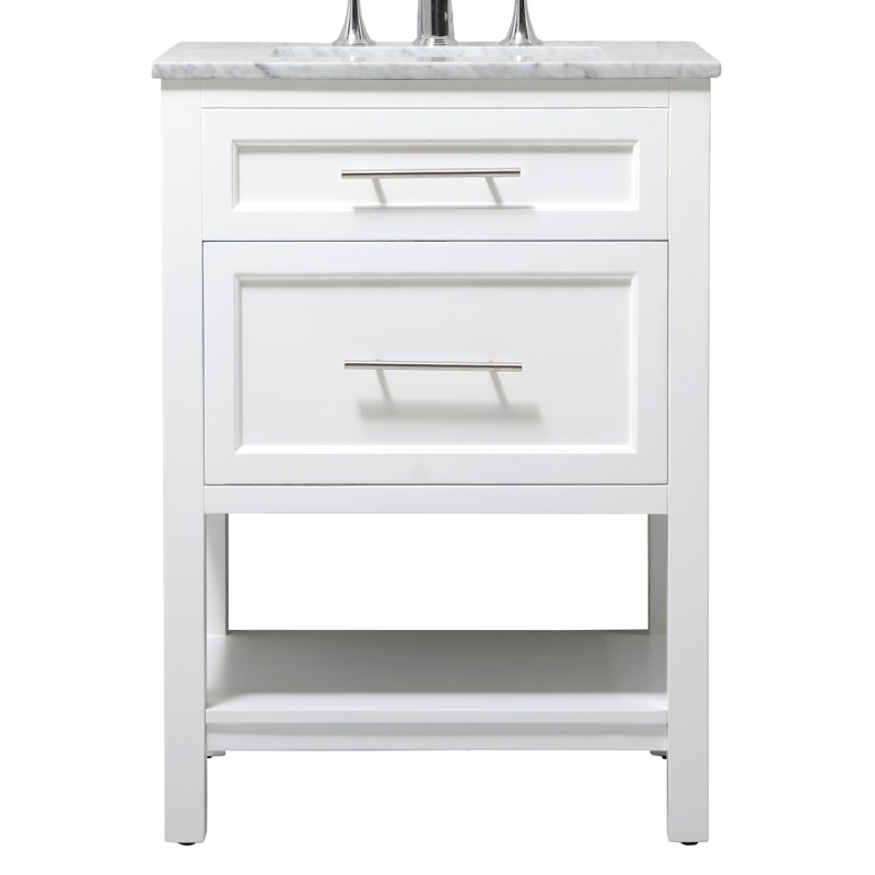 Andralyn 25'' Single Bathroom Vanity with Marble Top, White