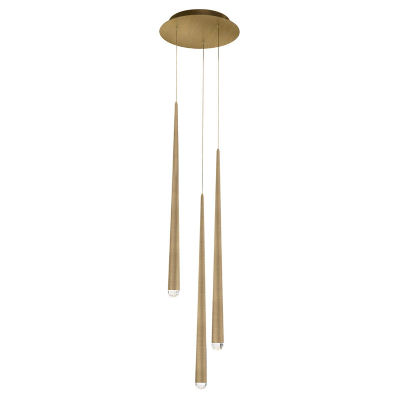 Luminaire suspendu en forme de goutte à DEL Cascade, Laiton vieilli