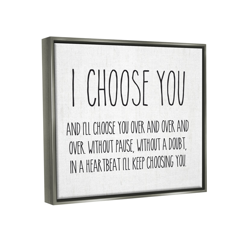 «I Choisissez You» par lettré et doublé - reproduction sur toile flottante, H 17 po x l 21 po x P 1,7 po
