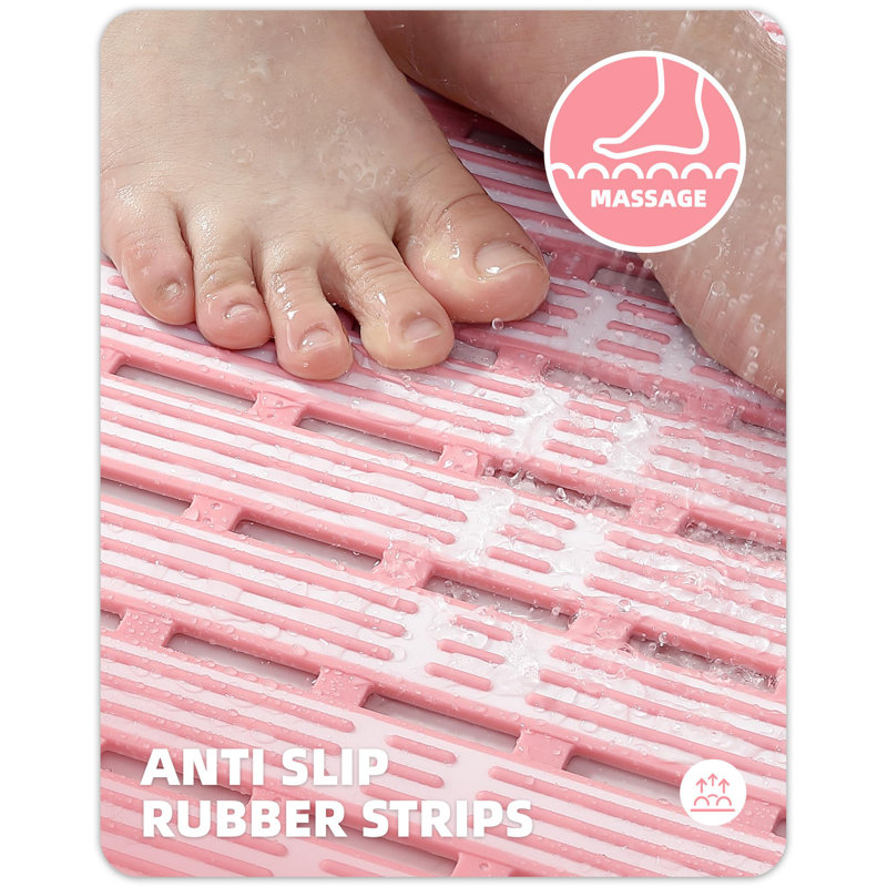 Winon Non-Slip Bath Rug, Pink, 16''W x 36''L
