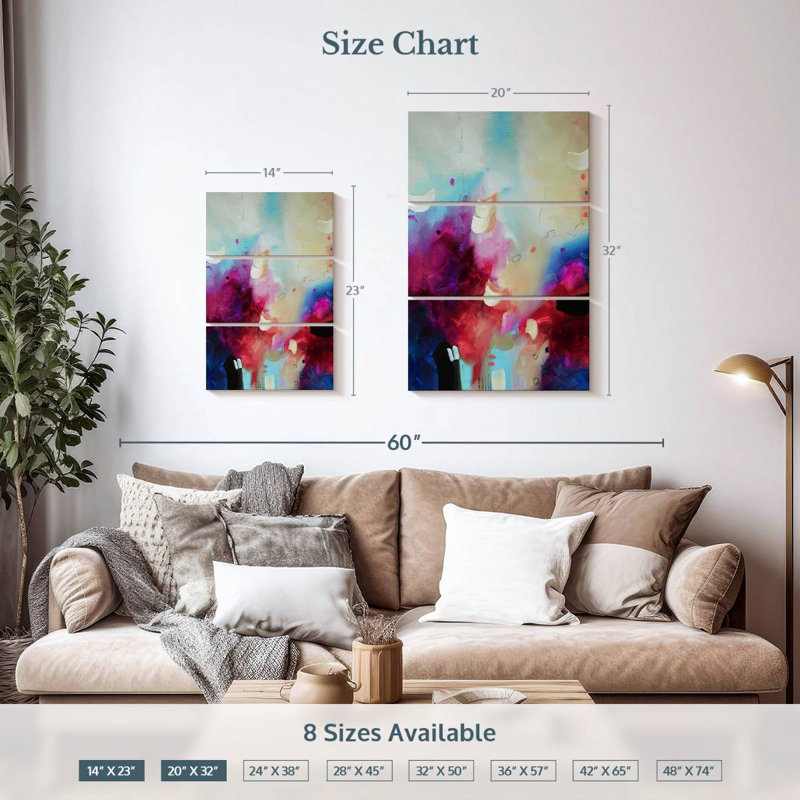 Avery fuchsia et bleu I, H 32 po x l 20 po