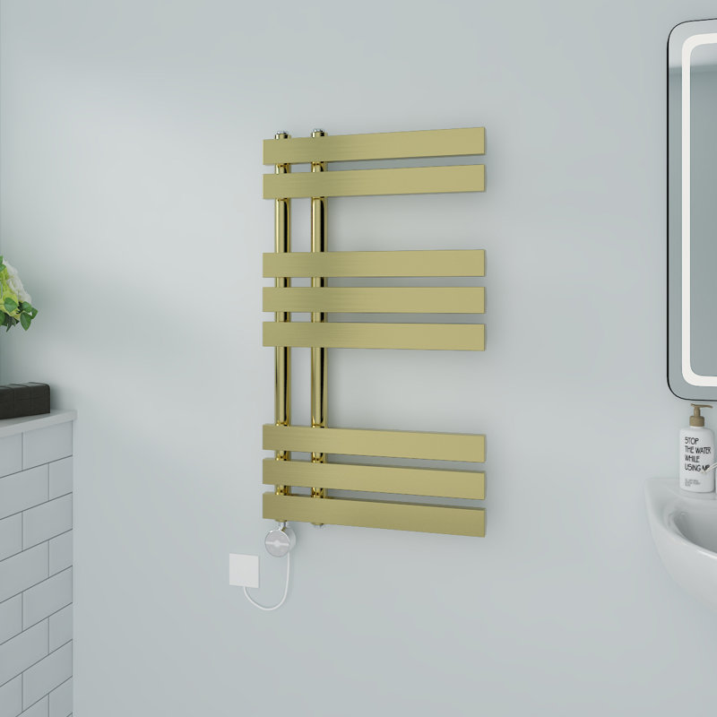 Cashtin Designer Towel Rail Heated Towel Rails, 80cm H x 45cm W x 7.35cm D, Brushed Brass