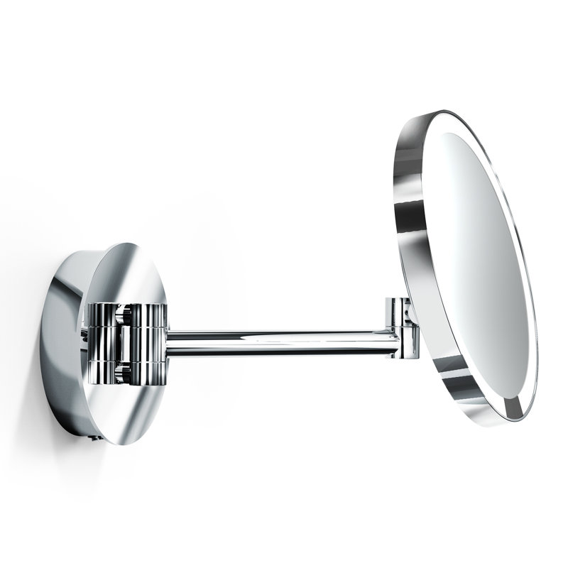 Spiegel Flat Metal Lighted Wall Mirror, Polished Chrome