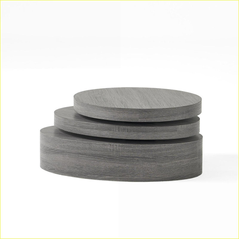 Table basse moderne rotative noire pour le salon, surface extensible et design polyvalent