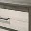 Table de chevet 1pc, finition bicolore, commode, rangement de chevet, deux tiroirs, poignée en métal, gris, beige