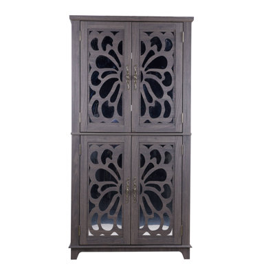 Display sideboard buffet with 4 Acrylic Mirrored doors, Adjustable Shelves storage Cabinet for Kitchen, Living Room, bedroom Cabinet, MDF