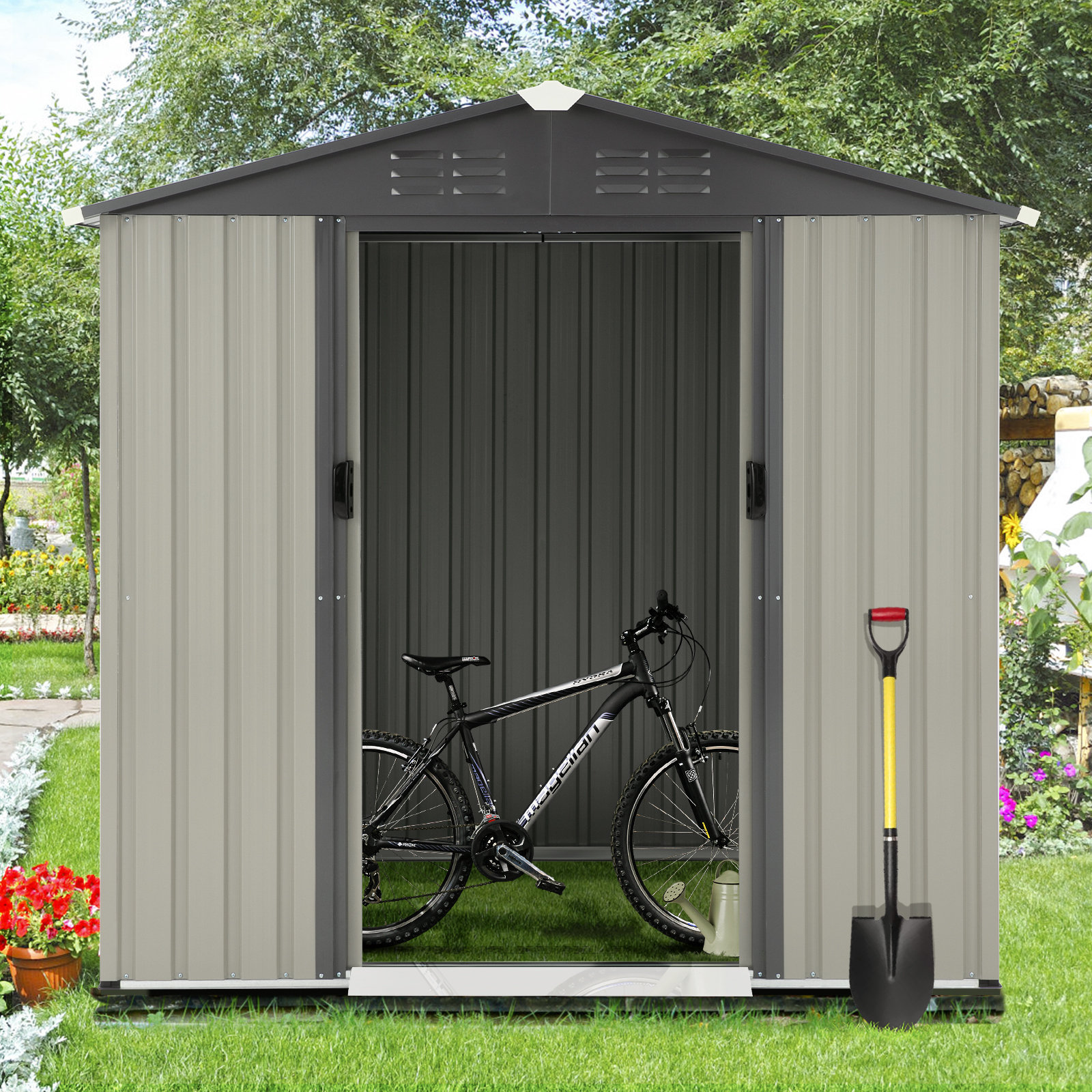 AECOJOY 6 ft. W x 4 ft. D Metal Traditional Storage Shed Wayfair