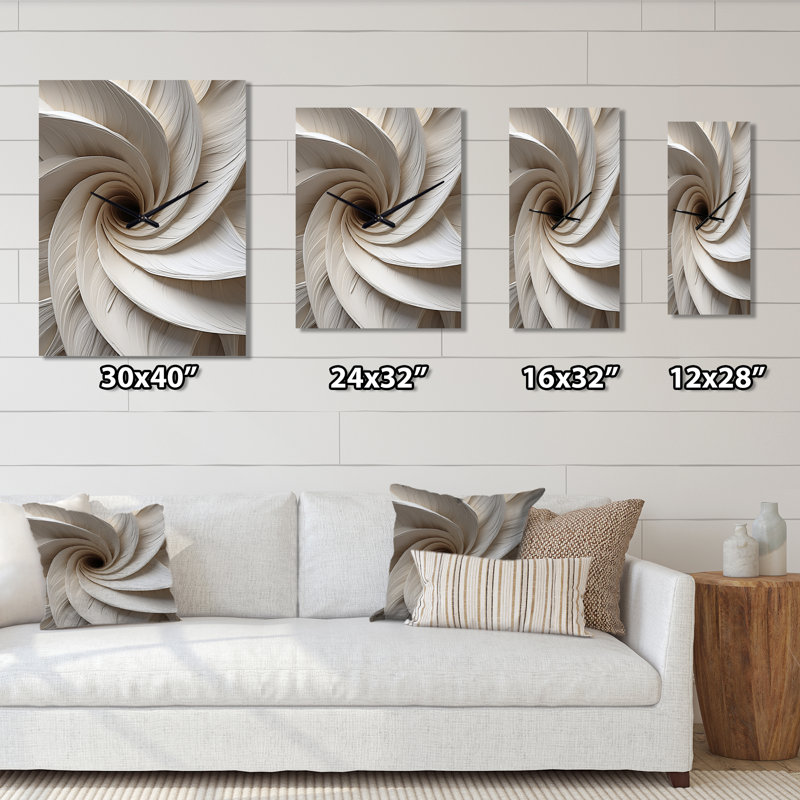 Horloge murale blanche en spirale minimaliste blanche, Grand