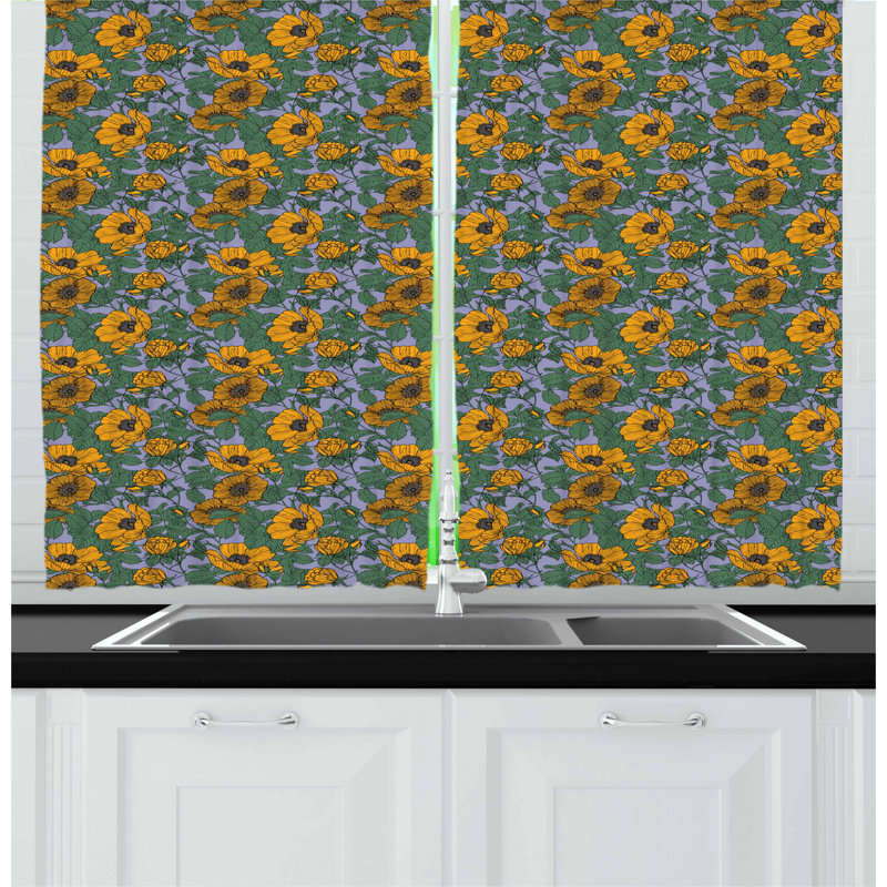 Floral Tailored Kitchen Curtain