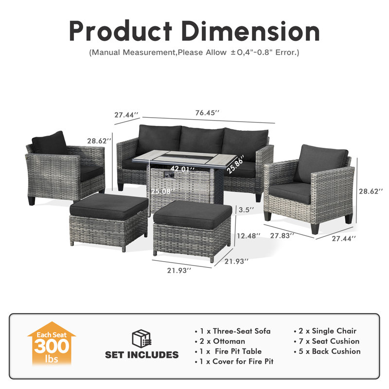 Allcot Rattan Sectional Seating Group with Cushions, Black