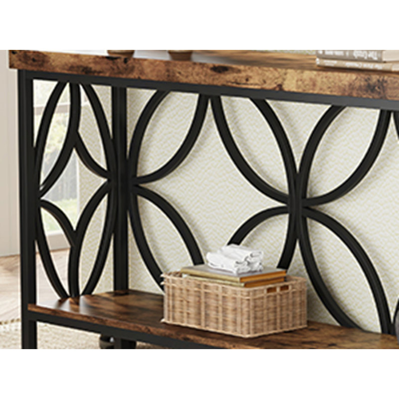 70.9 Inches Extra Long Industrial Console Table, Narrow Sofa Table Behind Couch With Open Storage Shelves, Rustic Entryway Table For Hallway, Foyer, Or Living Room, Metal Frame