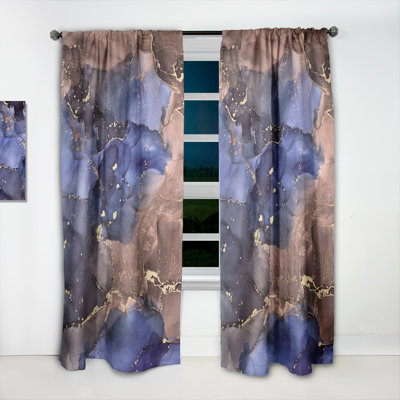 Blue Luxury Abstract Fluid Art XIV - Modern Velvet Curtain - Room darkening - 1 panel
