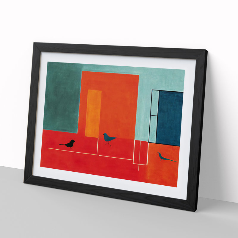 Showstopping Abstract Birds - Framed Print, Black, 46cm H x 64cm W x 2cm D