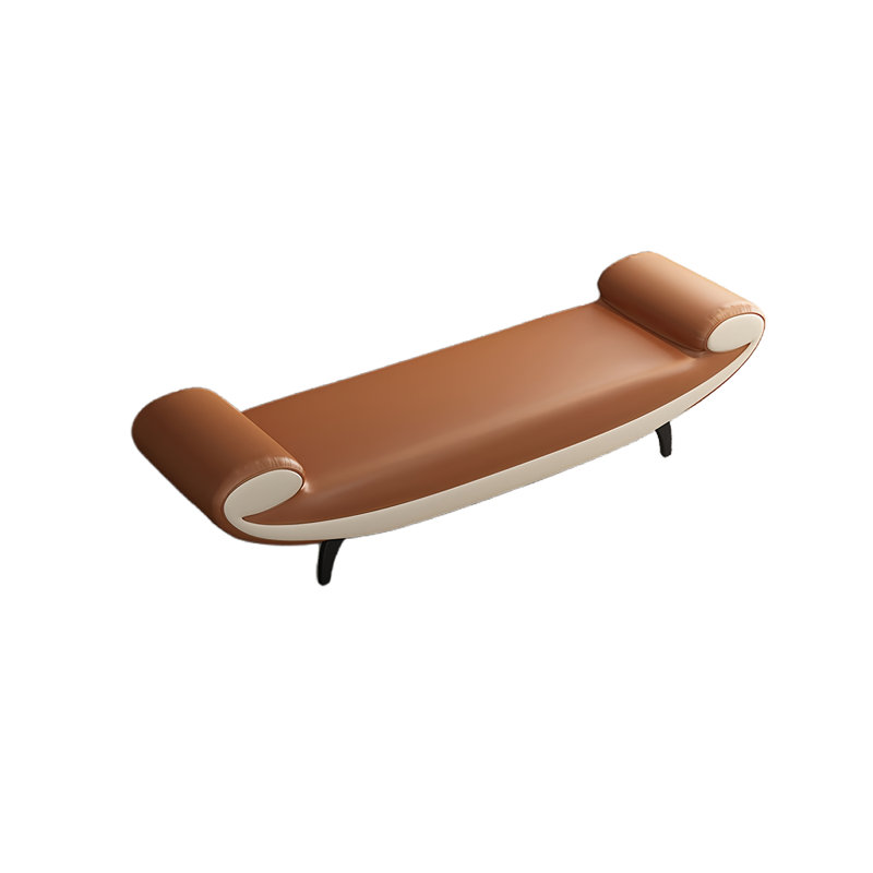Banc rembourré en cuir Eftichia, H 19,68 po x l 70,86 po x P 17,71 po, Orange