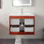 Smile 30 po Meuble-lavabo mural simple en noyer avec plateau en acrylique et lavabo intégré