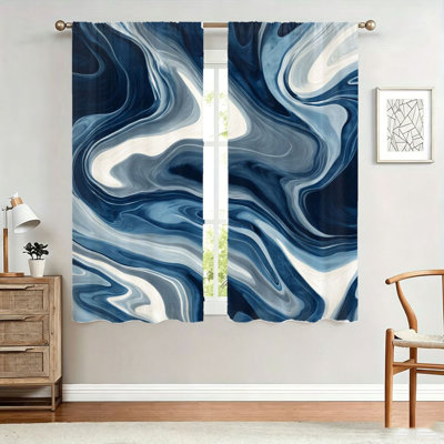 2 rideaux en tourbillon de marbre abstraits 2 pièces, tissu filtrant la lumière, impression d'art fluide moderne, parasol et protection de la vie privée, conception à passe-tringle, convient au salon, à la chambre à coucher, au balcon et à la cuisine