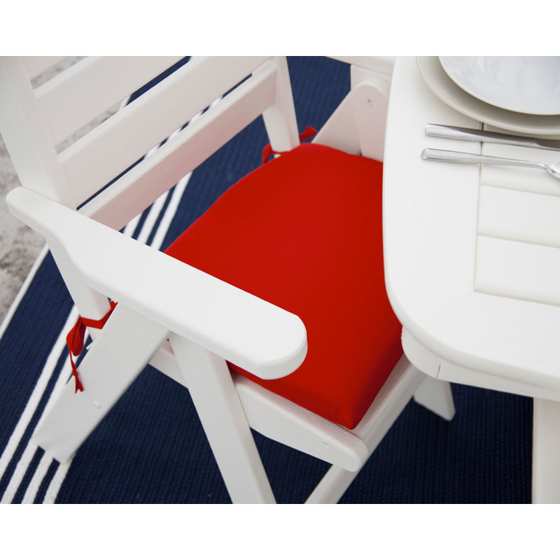 POLYWOOD Nautical Folding Highback Chair 7-Piece Dining Set, Sand