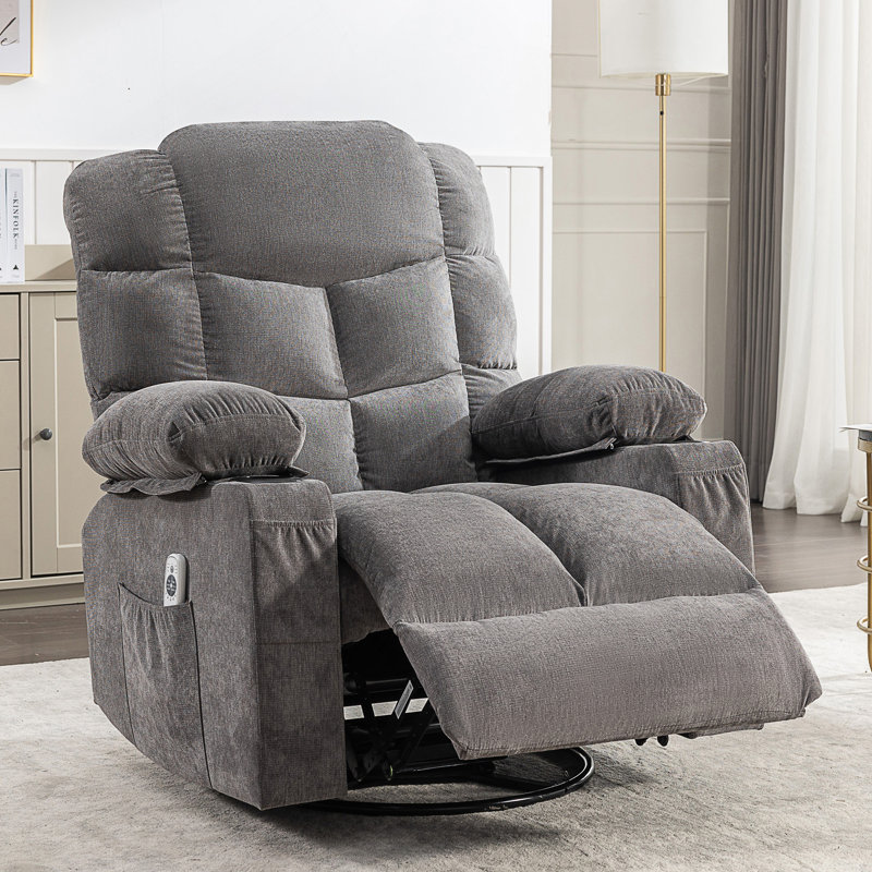 Massage Rocker Recliner Chair Rocking Chairs For Adults Oversized With 2 Cup Holders, USB Charge Port Soft Features A Manual Massage And Heat
