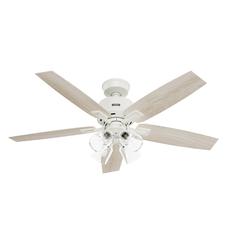 Gatlinburg Easy Install 5-Blade Standard Ceiling Fan With Lights and Remote, Matte White, 52"