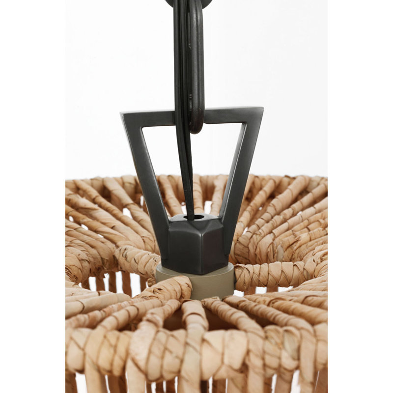 Antigua 11" Pendant in Natural Abaca, Bronze