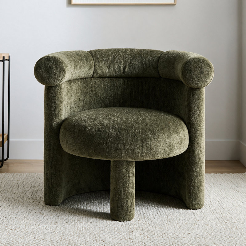 Fauteuil demi-tonneau Modern Modern, Green Linen