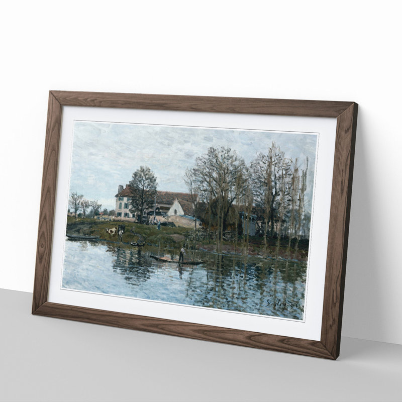 The Seine at Port Marly by Alfred Sisley - Framed Print, Walnut Framed, 48cm H x 65cm W x 2cm D