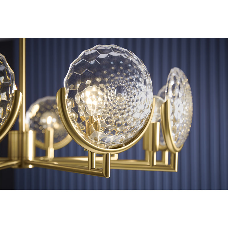 Arendela 10 - Light Sputnik Modern Linear Chandelier, Brushed Brass