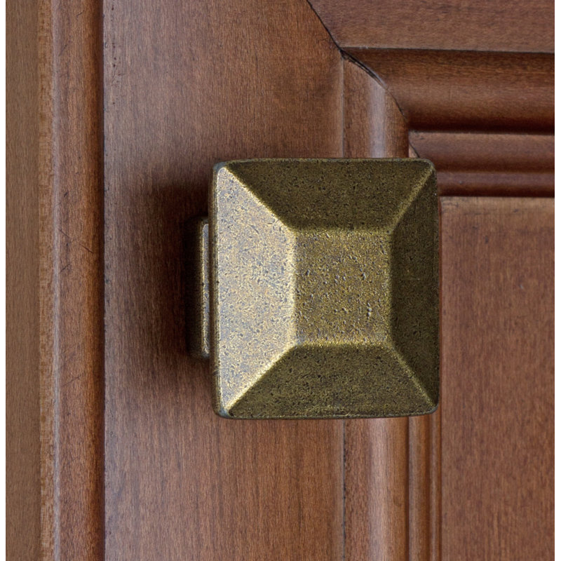 1 3/8" Length Square Knob Multipack, Antique Brass
