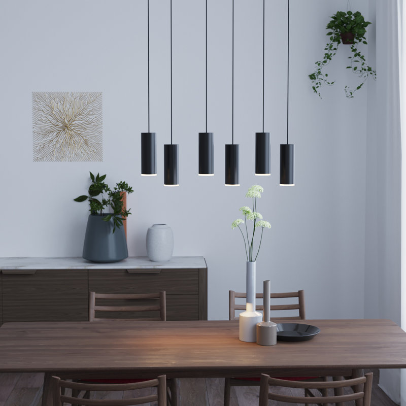Luminaire suspendu cylindre grappe 6 lumières Bludovice, Noir